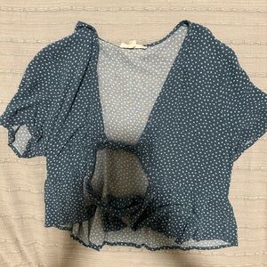 Cropped Floral Tie Front Tee